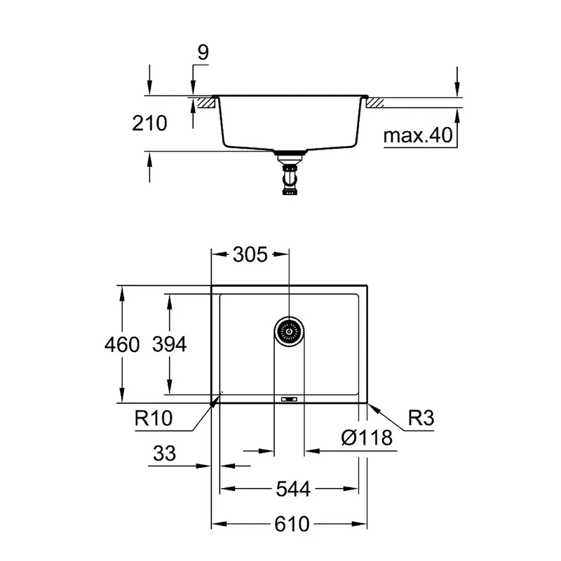 Grohe K700U Composite Sink (Black)