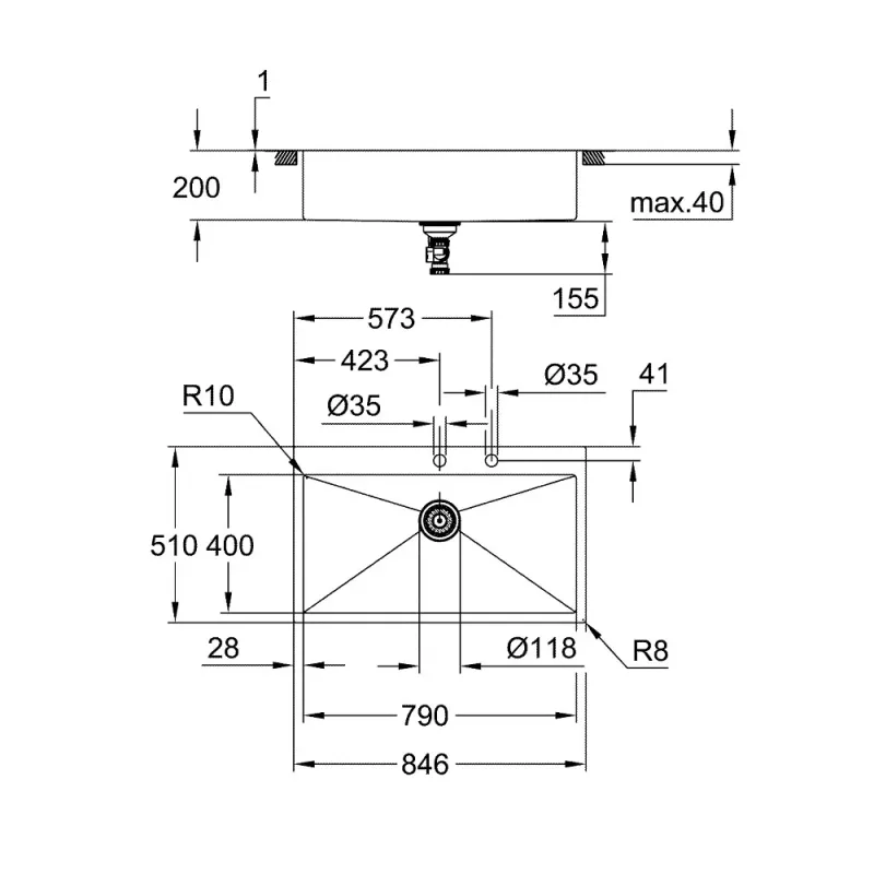 Grohe K800 Stainless Steel Sink