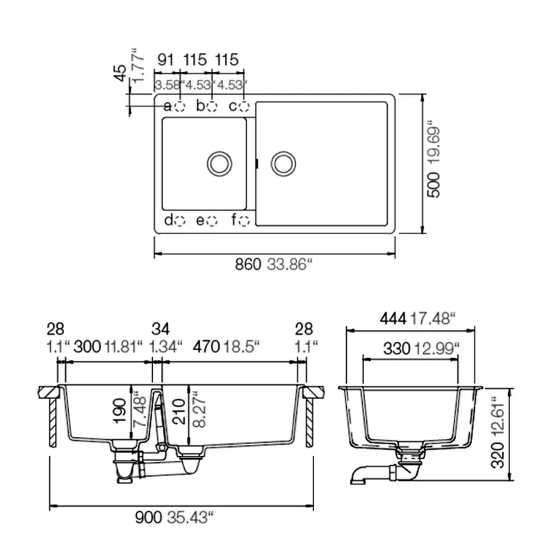 Hafele Double-X Bowl Granite Kitchen Sink