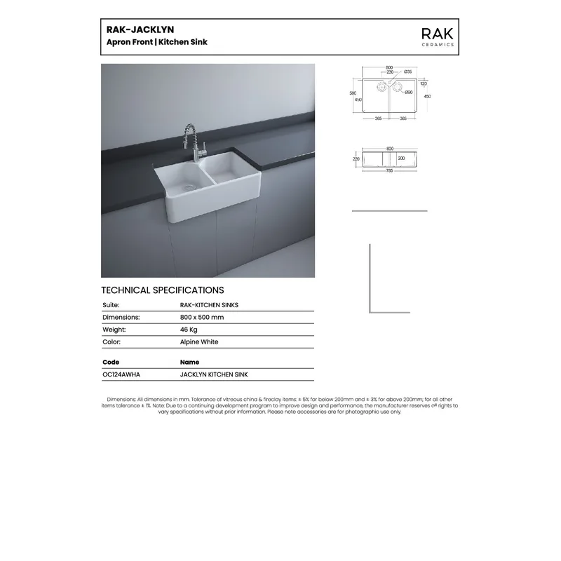 Jacklyn Fireclay Ceramic Kitchen Sink