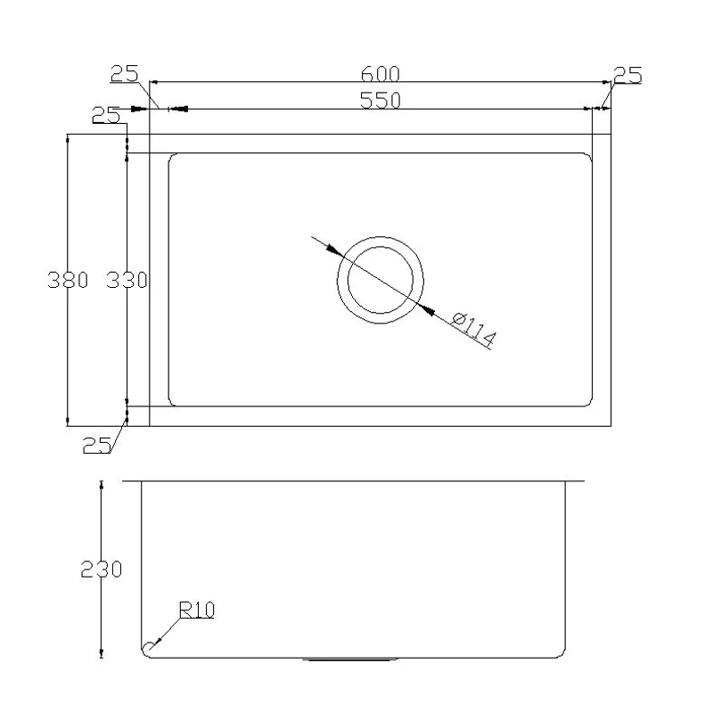 Bacera KG-SQ6038 316 Stainless Steel Sink