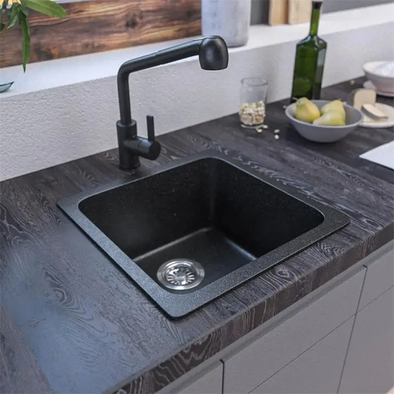 KS-LKW-4242L-B Granite Kitchen Sink (Black)