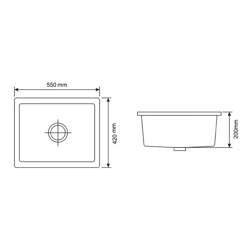KS-LKW-5542L-B Granite Kitchen Sink (Black)