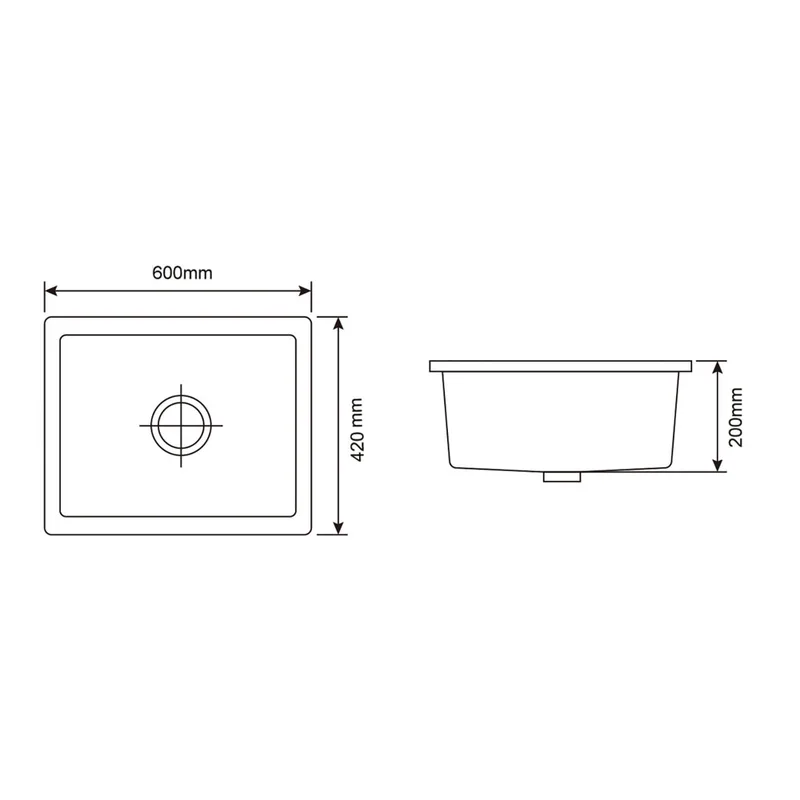 KS-LKW-6042L-BLK Granite Kitchen Sink (Black)