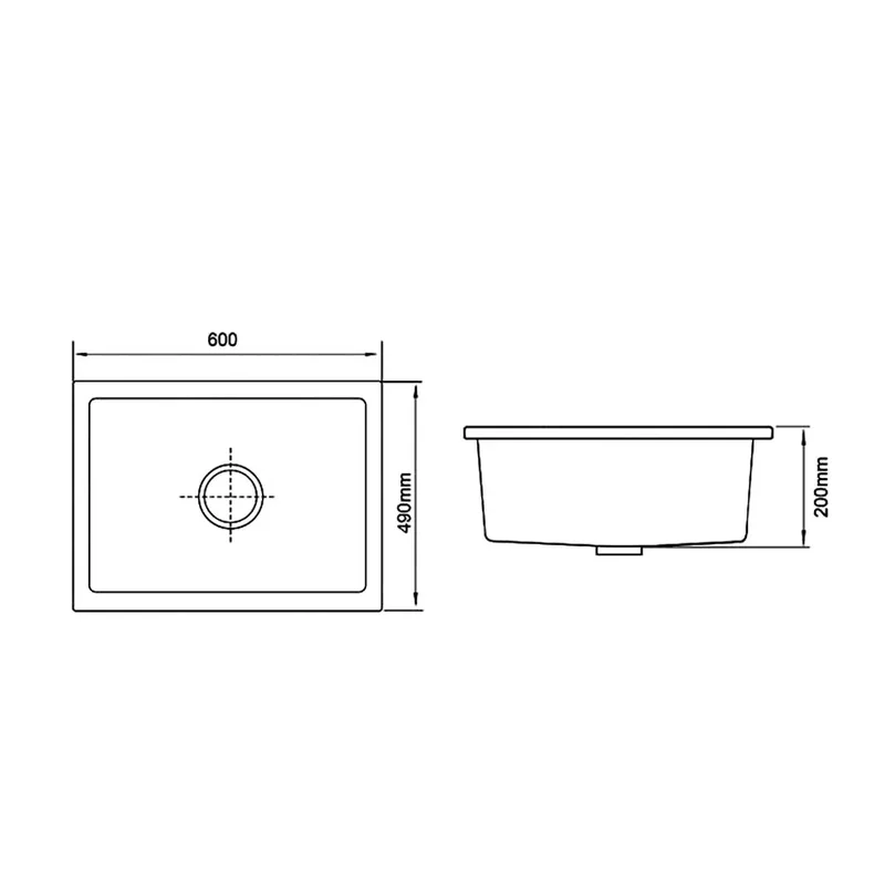 KS-LKW-6049A-BLK Granite Kitchen Sink (Black)