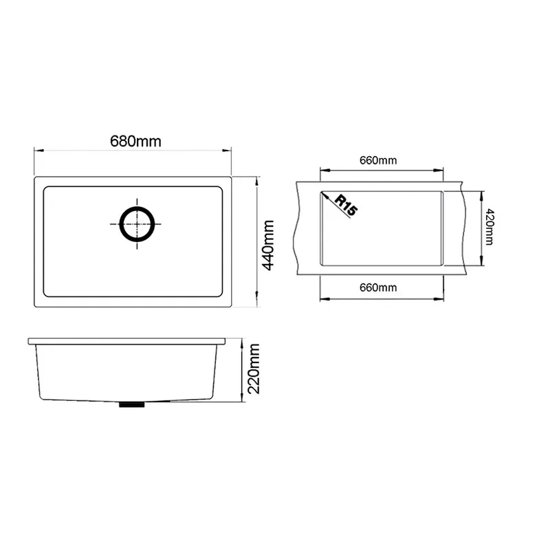 KS-LKW-6844L-BK Granite Kitchen Sink (Black)