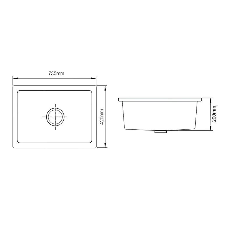 KS-LKW-7342L-B Granite Kitchen Sink (Black)