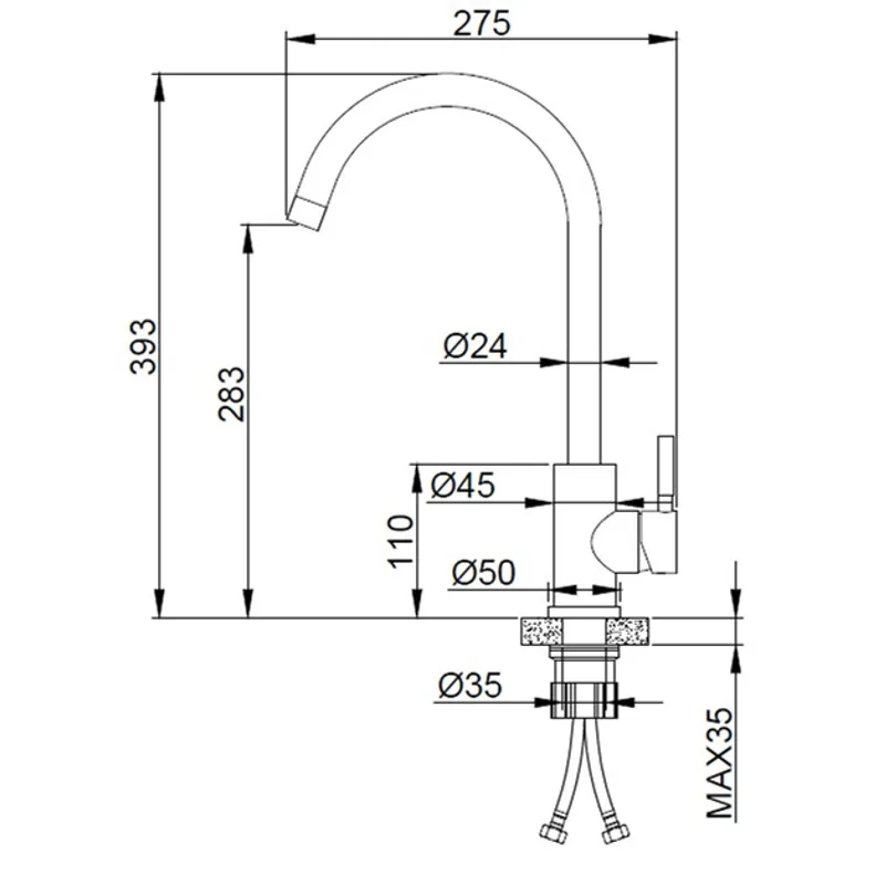 Luxes IN-H3008B Brushed Stainless Steel Sink Mixer