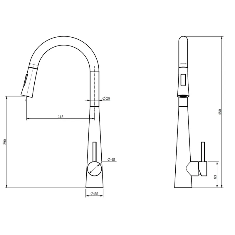 Luxes ORI-9001SS Stainless Steel Pull-Out Sink Mixer (Matt Finish)