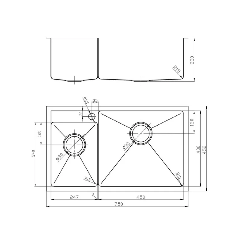 Monic HOT-750 Stainless Steel Sink