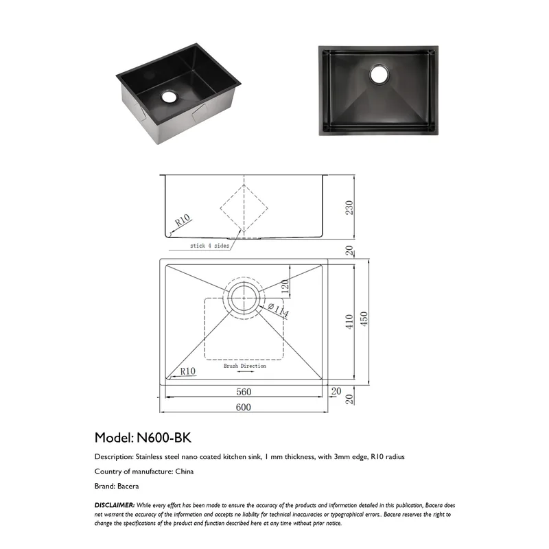 N600BK Nano Black Stainless Steel Sink