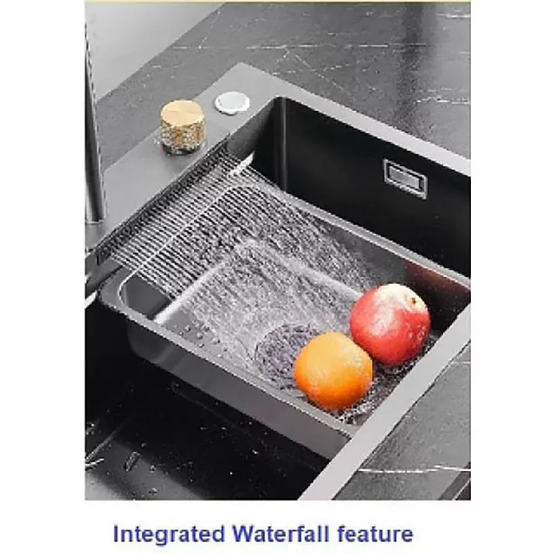 Nobel SB-7545-GM Nano Stainless Steel Waterfall Kitchen Sink (Gunmetal)