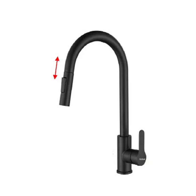Nobel VS-4021-BK Stainless Steel Pull-Out Sink Mixer (Black Matt)