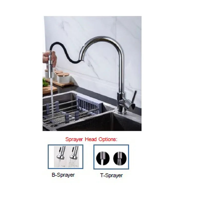 Nobel VS-4021-GM Stainless Steel Pull-Out Sink Mixer (Gun Metal)