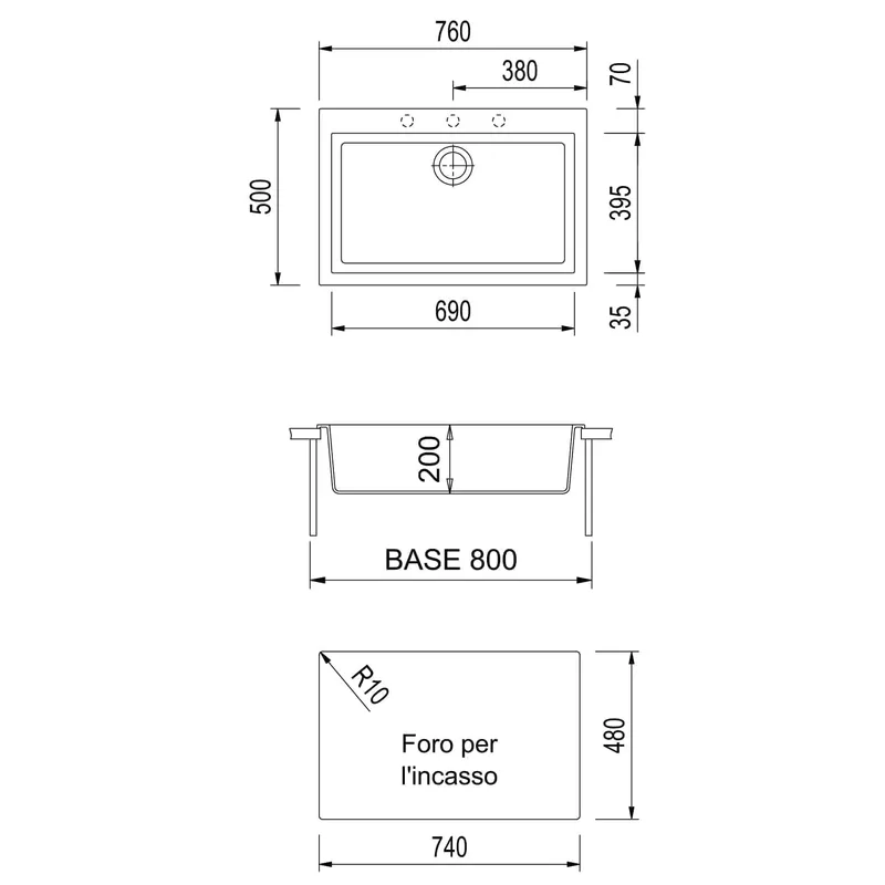 ON7610-44 Granite Composite Sink (Black)