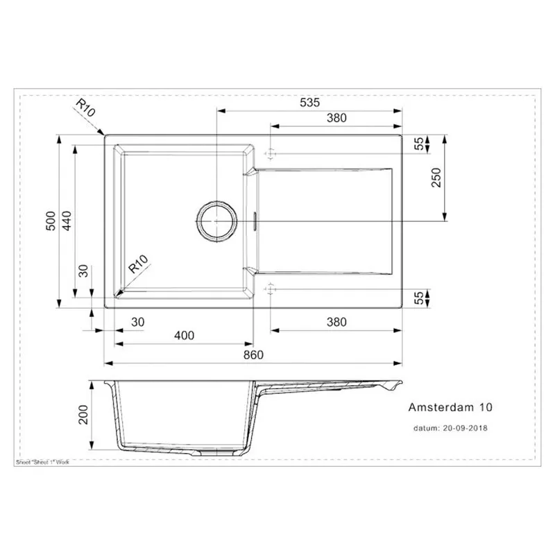 Reginox Amsterdam 10 Granite Sink (Grey Silvery)