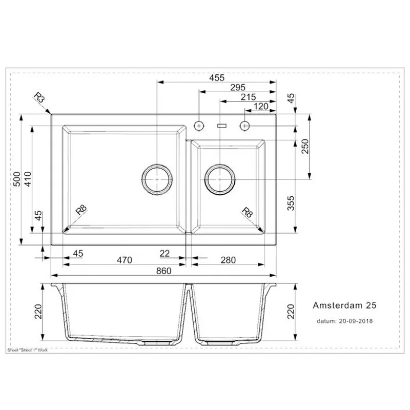 Reginox Amsterdam 25 Granite Sink (Grey Silvery)