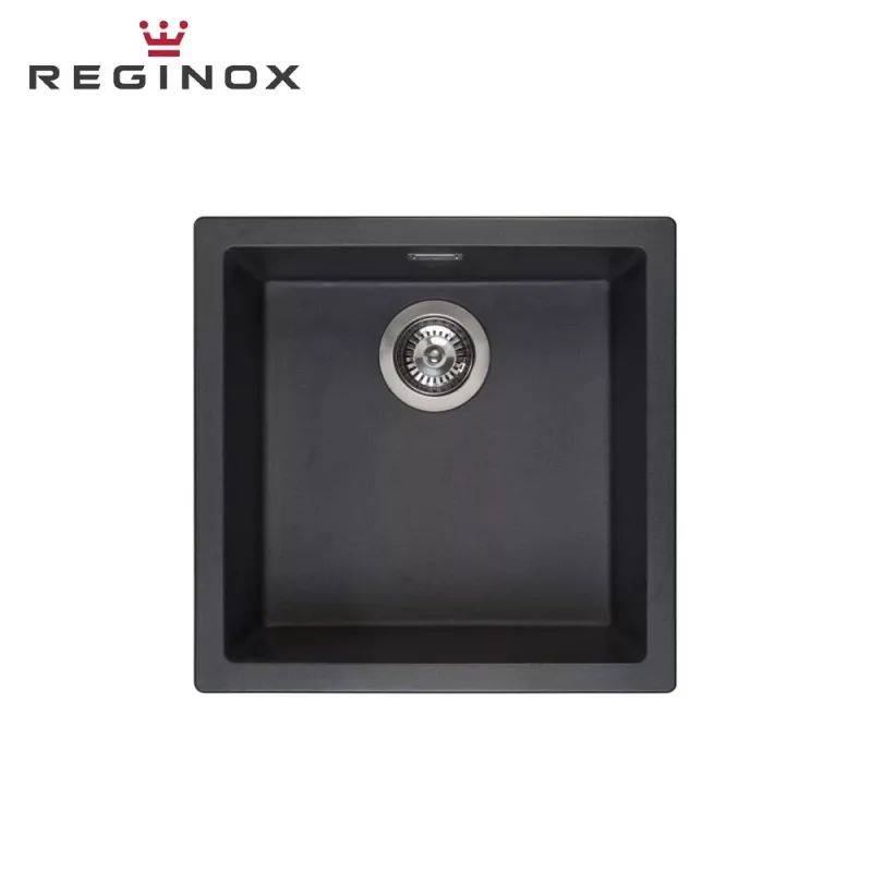 Reginox Amsterdam 40 Granite Sink (Black Silvery)