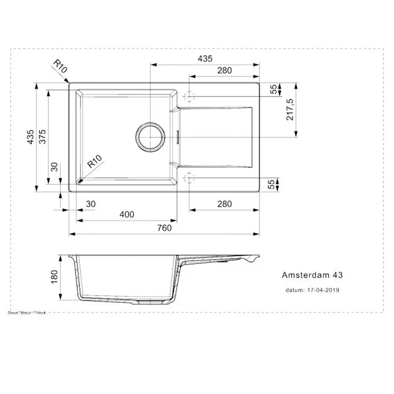 Reginox Amsterdam 43 Granite Sink (Caffe Silvery)