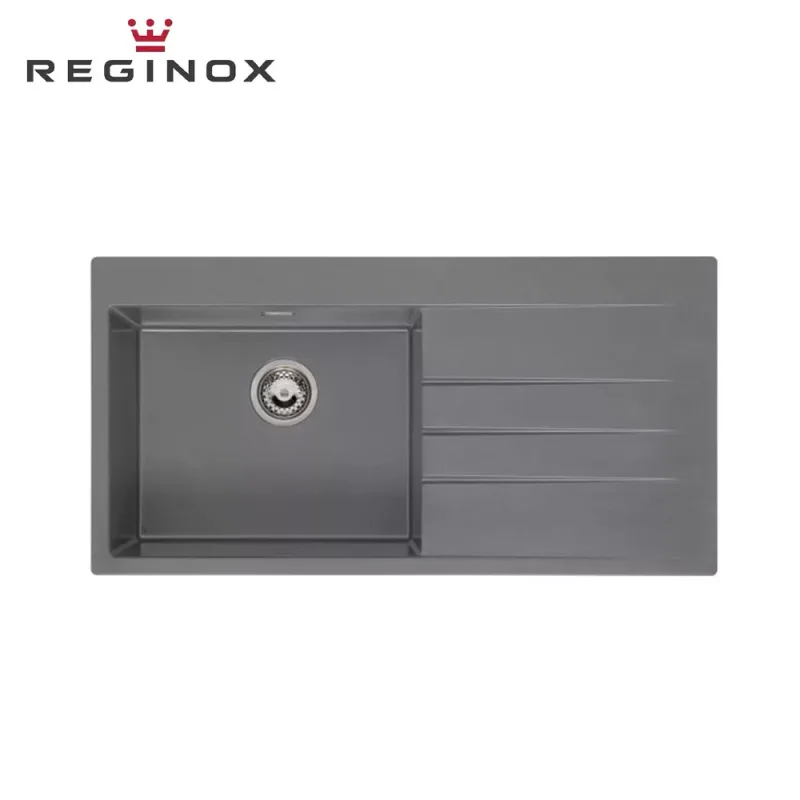 Reginox Breda 10 Left Granite Sink (Grey Silvery)