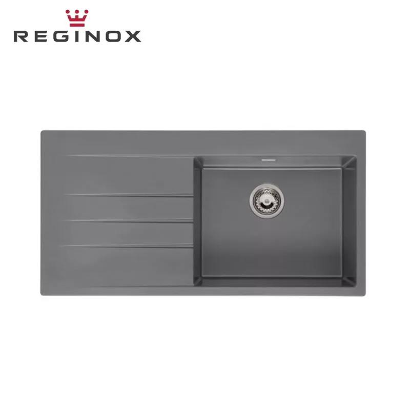 Reginox Breda 10 Right Granite Sink (Grey Silvery)