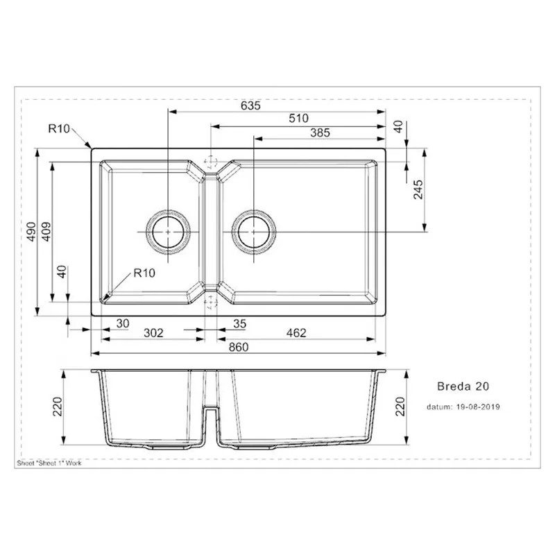 Reginox Breda 20 Granite Sink (Grey Silvery)