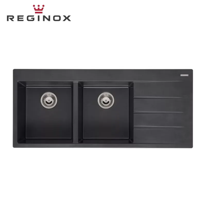 Reginox Breda 30-Left Granite Sink (Black Silvery)