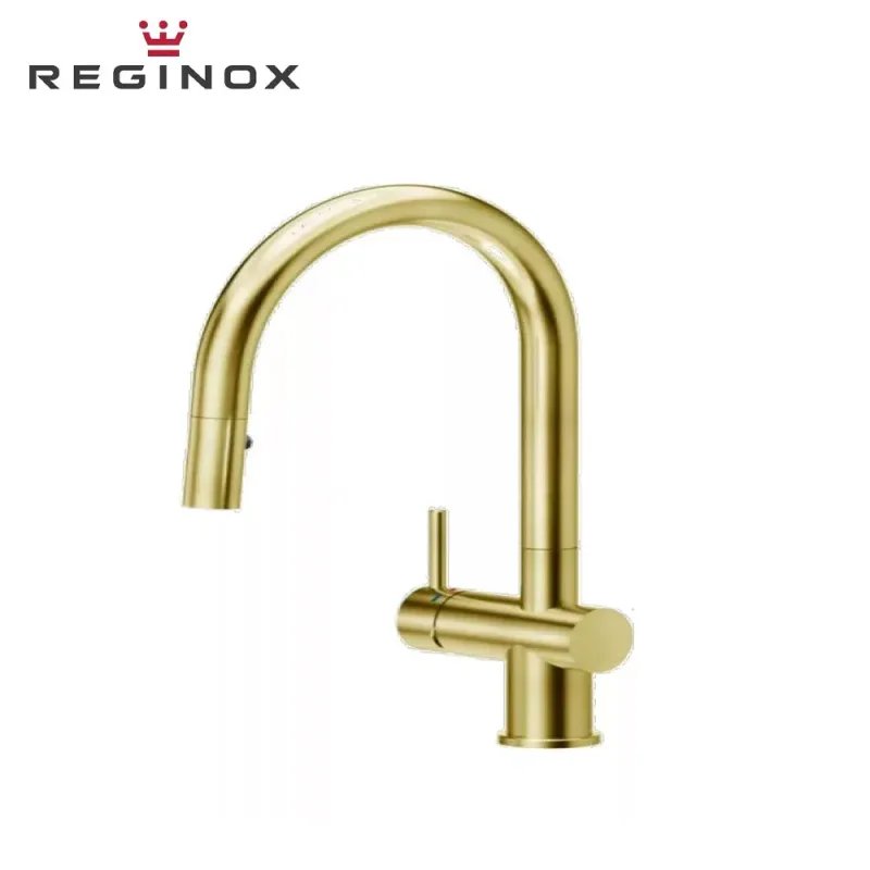 Reginox Flint Pull-Out Sink Mixer with U Spout (Gold Flax)