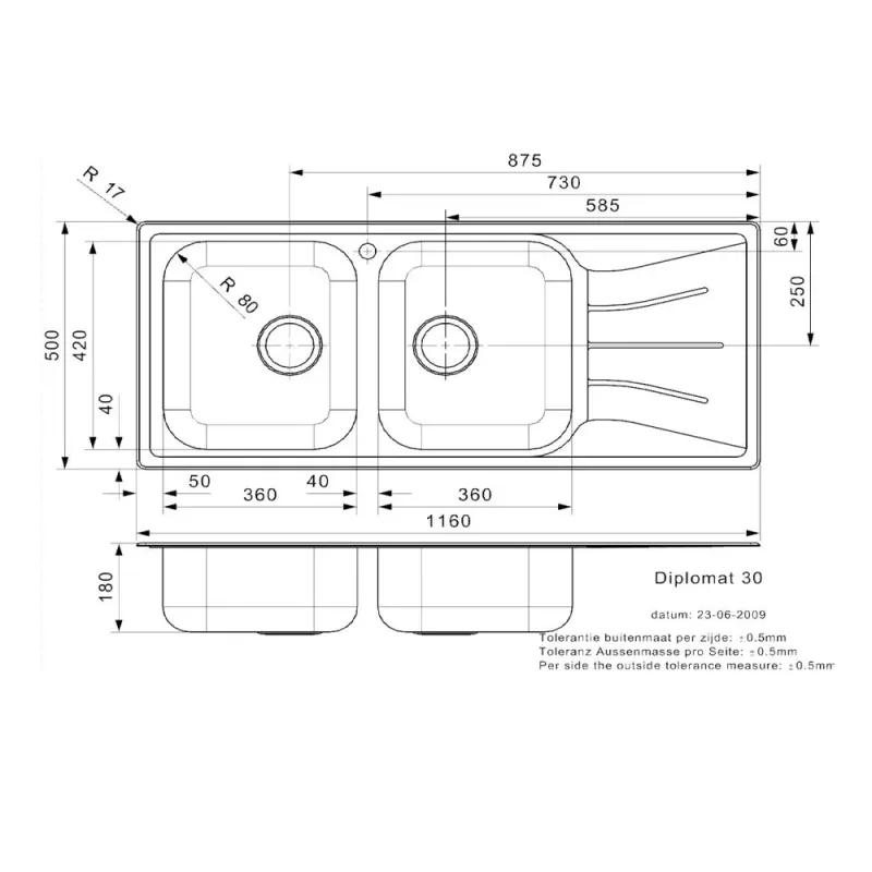 Reginox Diplomat-30-LUX Stainless Steel Sink