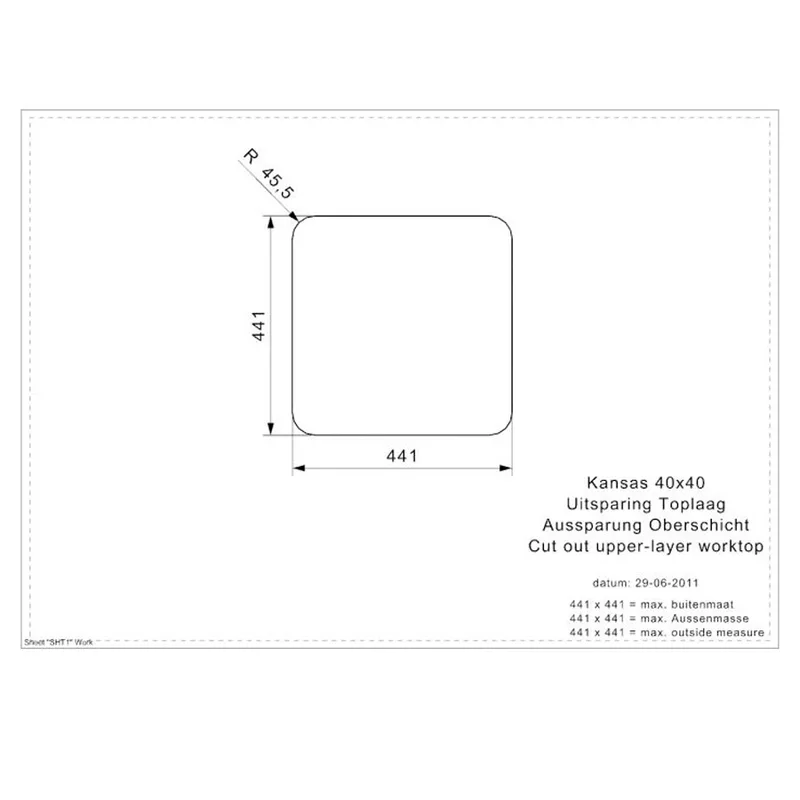 Reginox Kansas 40x40 Integrated Stainless Steel Sink