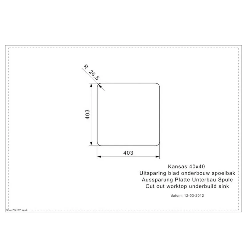 Reginox Kansas 40x40 Integrated Stainless Steel Sink