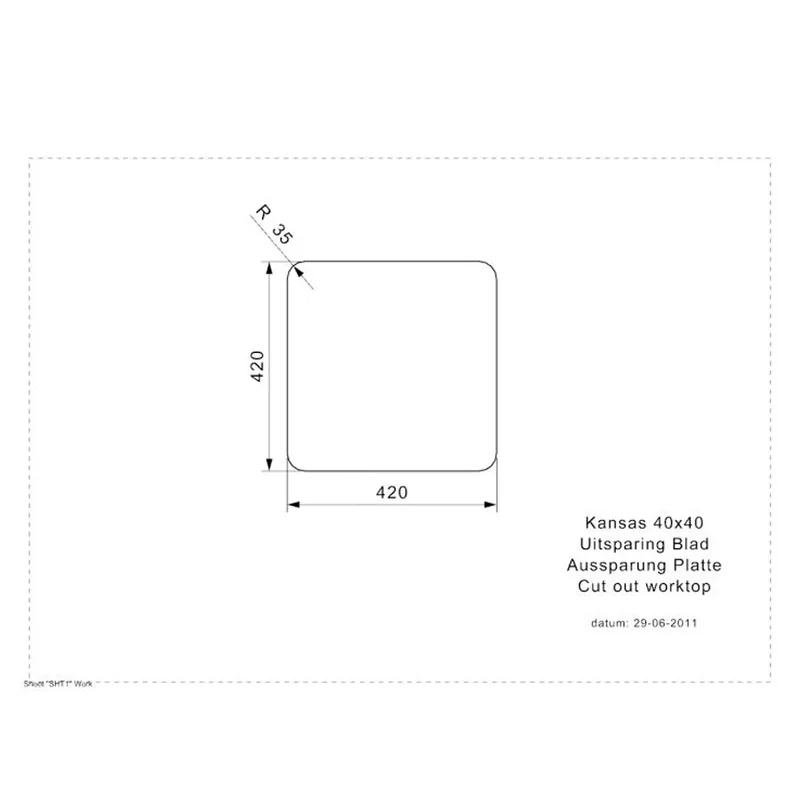 Reginox Kansas 40x40 Integrated Stainless Steel Sink