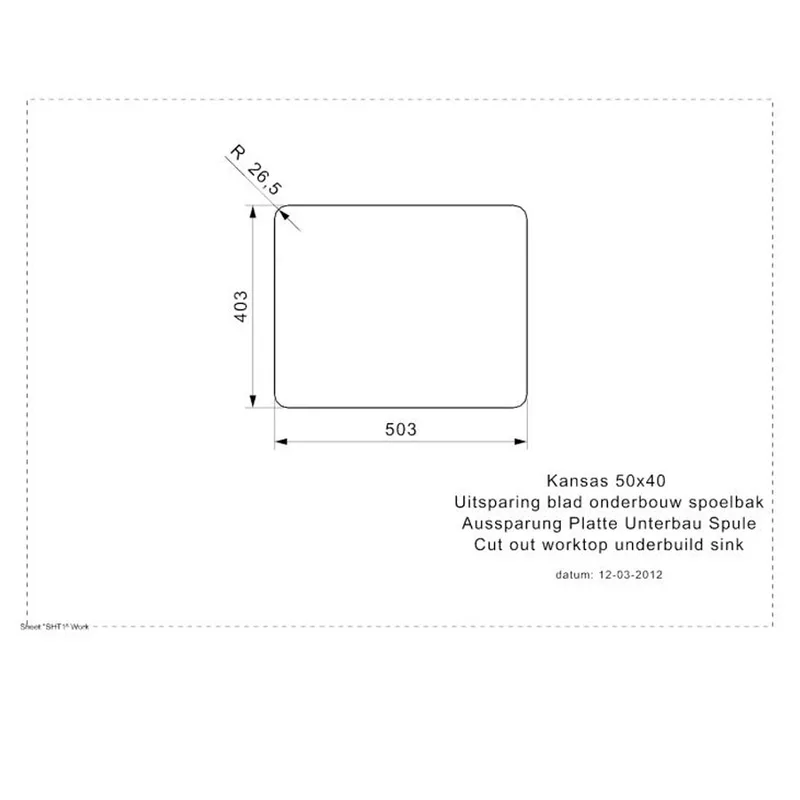 Reginox Kansas 50x40 Integrated Stainless Steel Sink