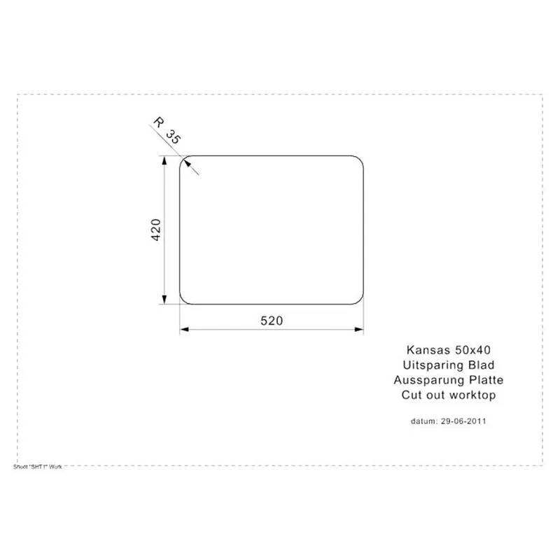 Reginox Kansas 50x40 Integrated Stainless Steel Sink