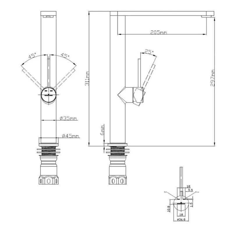 Reginox Kelson Sink Mixer (Stainless Steel)