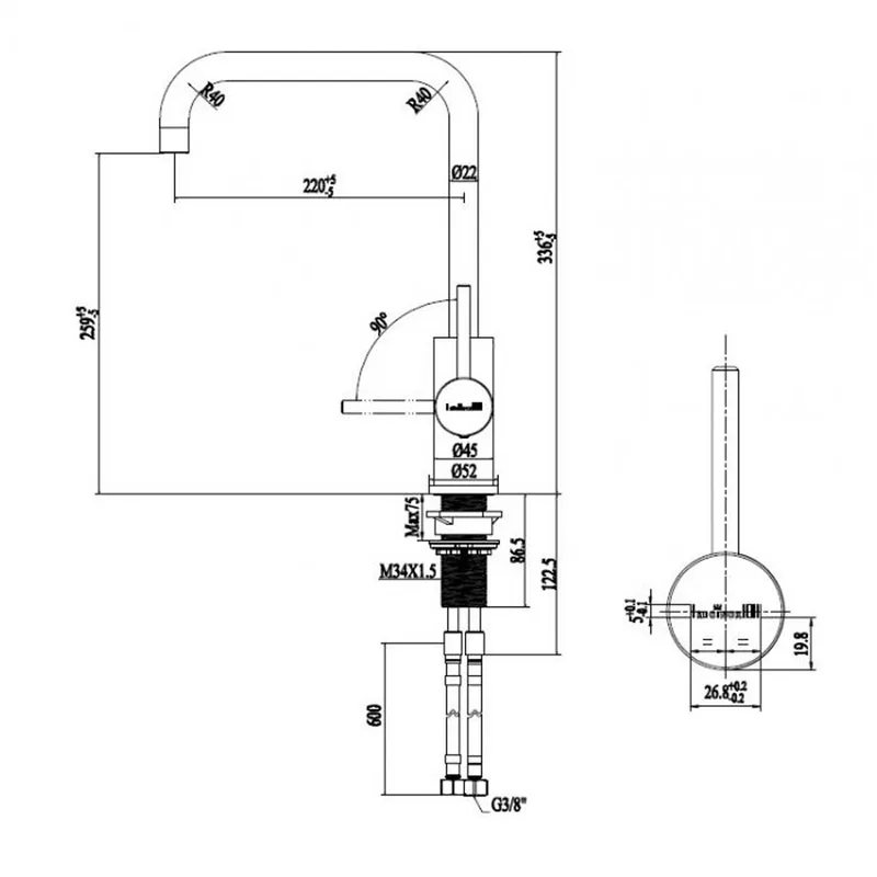 Reginox Logan Sink Mixer (Stainless Steel)