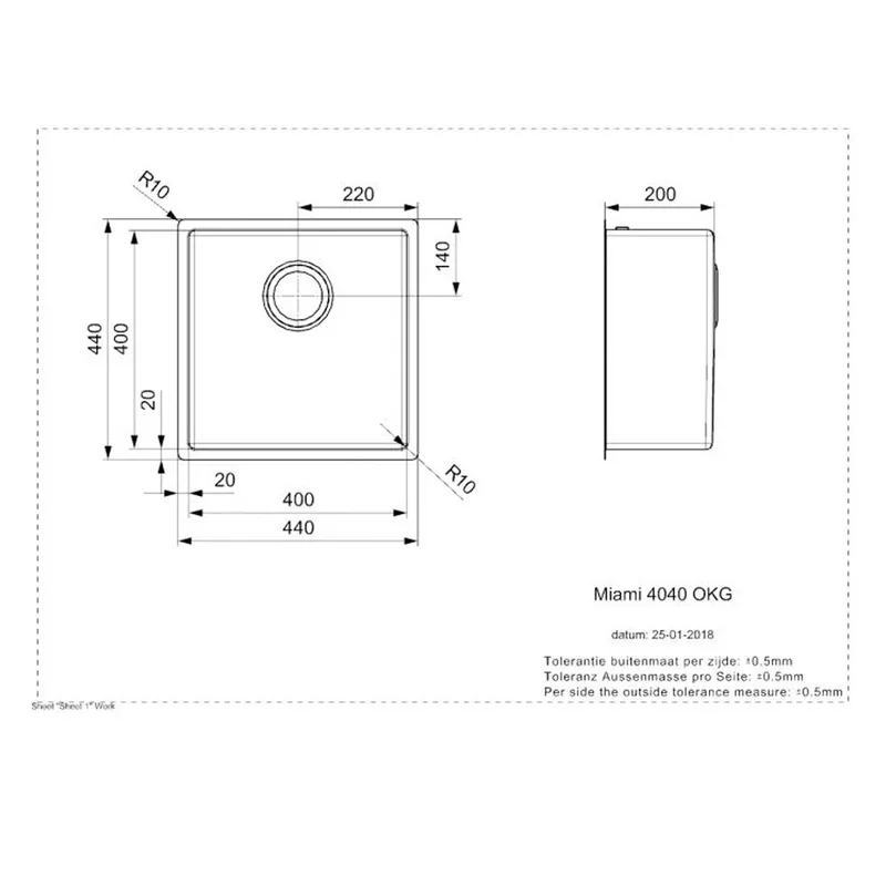 Reginox Miami 40x40 PVD Integrated Stainless Steel Sink (Copper)