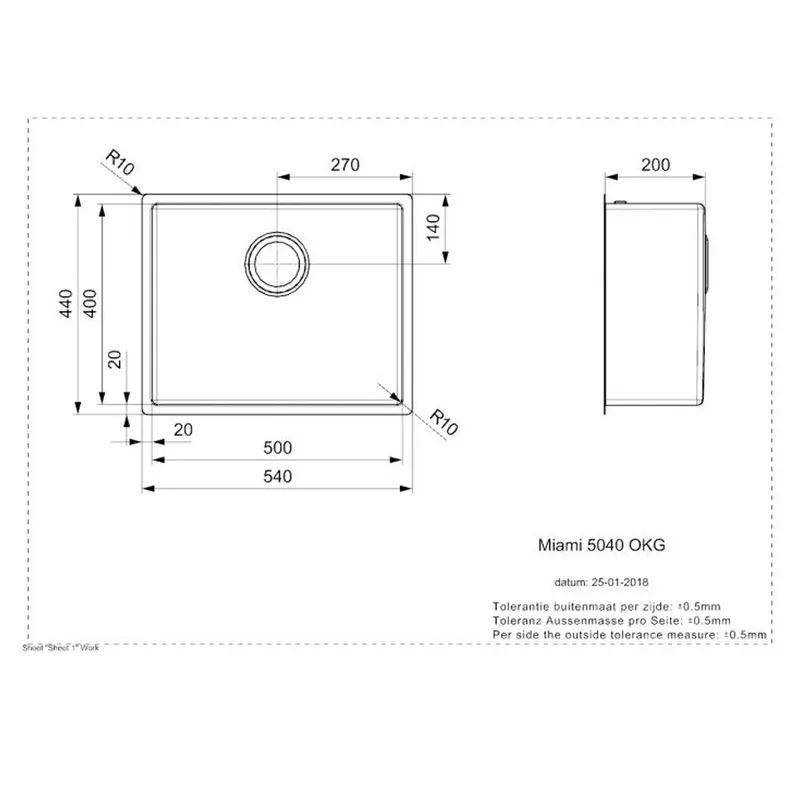 Reginox Miami 50x40 PVD Integrated Stainless Steel Sink (Copper)
