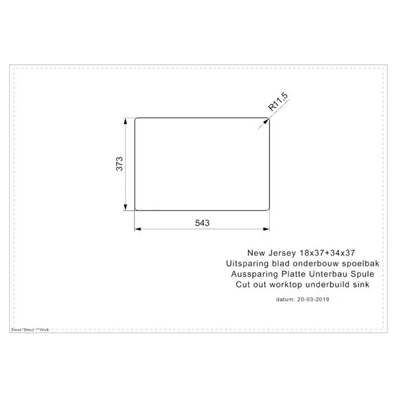 Reginox New Jersey 18x37 + 34x37 Comfort Integrated Stainless Steel Sink