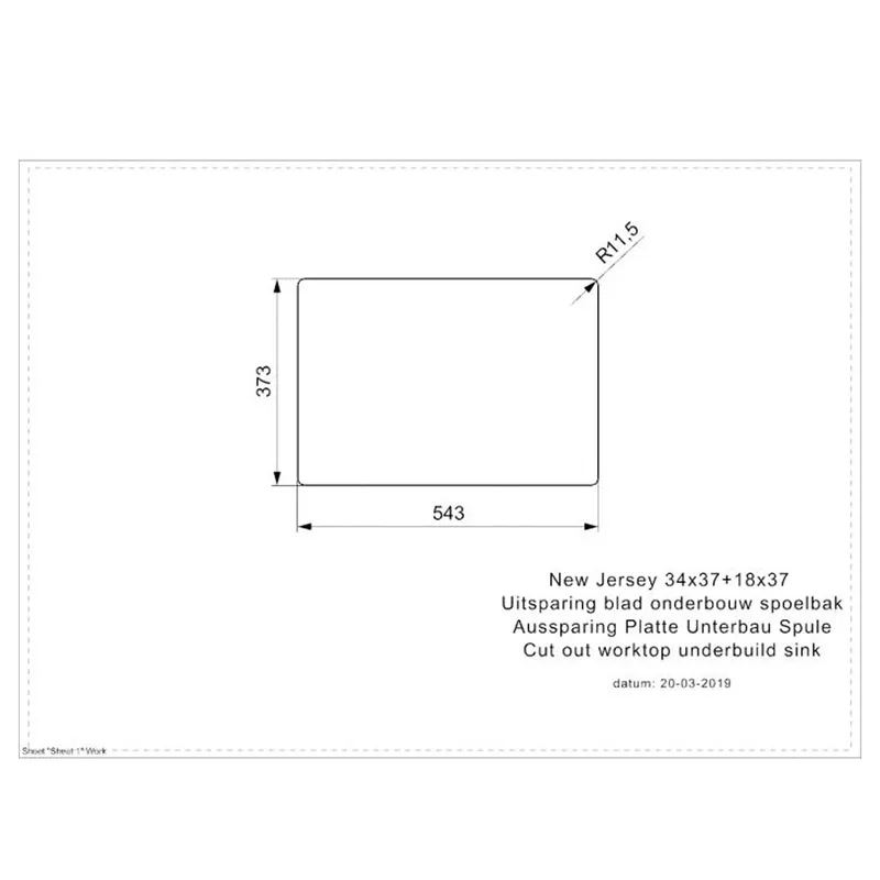 Reginox New Jersey 34x37 + 18x37 Comfort Integrated Stainless Steel Sink
