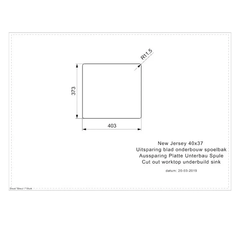 Reginox New Jersey L 40 40x37 Comfort Integrated Stainless Steel Sink