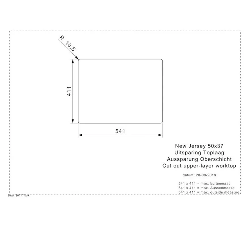 Reginox New Jersey L 50 50x37 Comfort Integrated Stainless Steel Sink