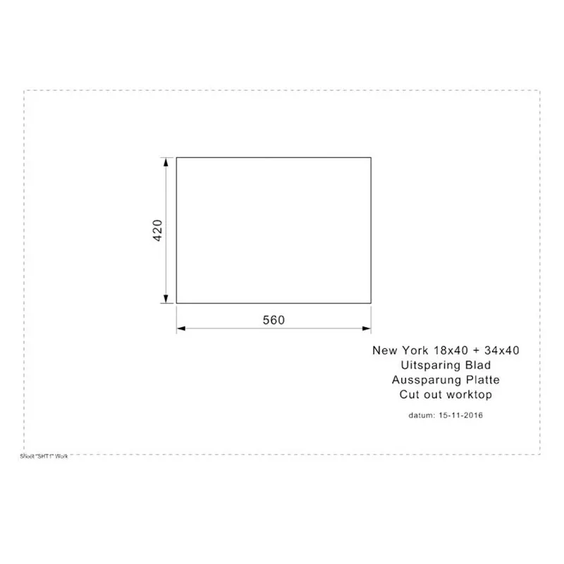 Reginox New York 18x40 + 34x40 Comfort Integrated Stainless Steel Sink