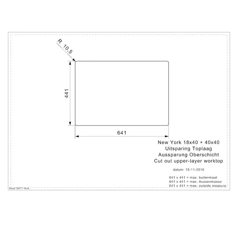 Reginox New York 18x40 + 40x40 Comfort Integrated Stainless Steel Sink