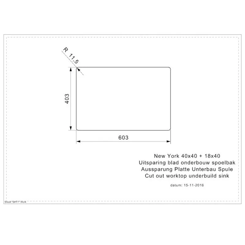 Reginox New York 18x40 + 40x40 Comfort Integrated Stainless Steel Sink