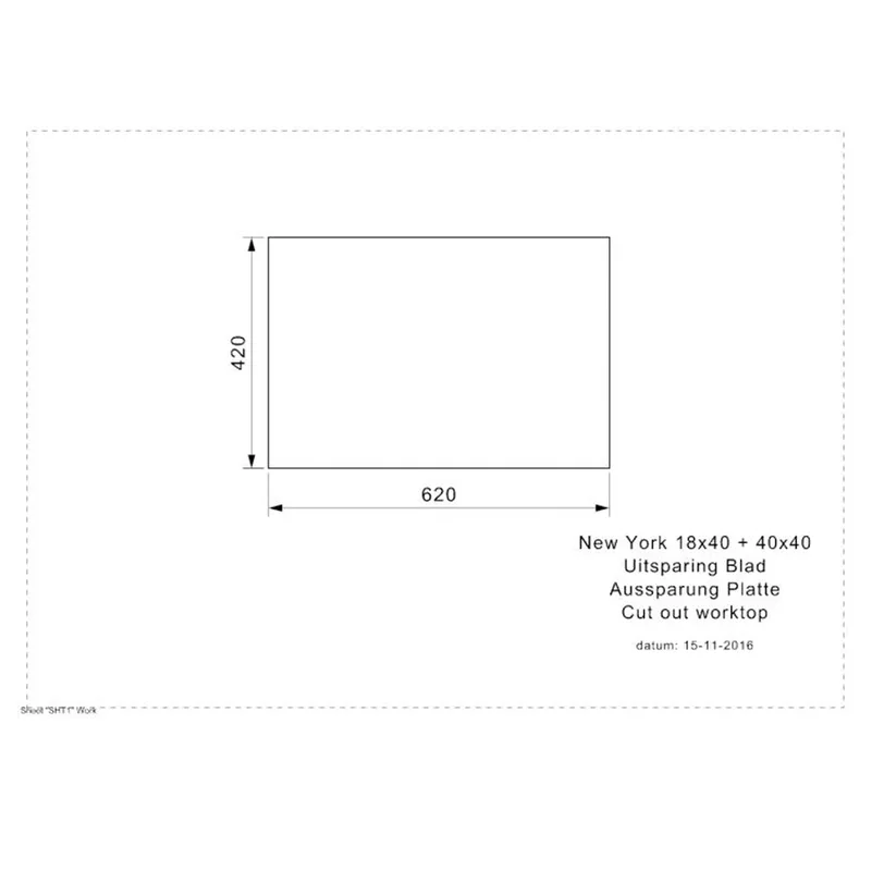 Reginox New York 18x40 + 40x40 Comfort Integrated Stainless Steel Sink