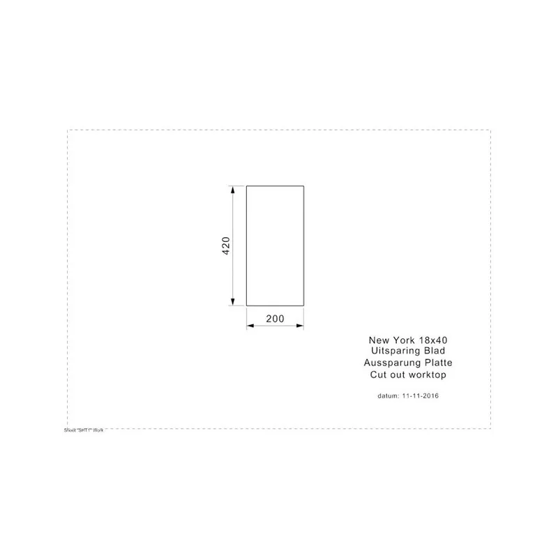 Reginox New York L 18 18x40 Comfort Integrated Stainless Steel Sink