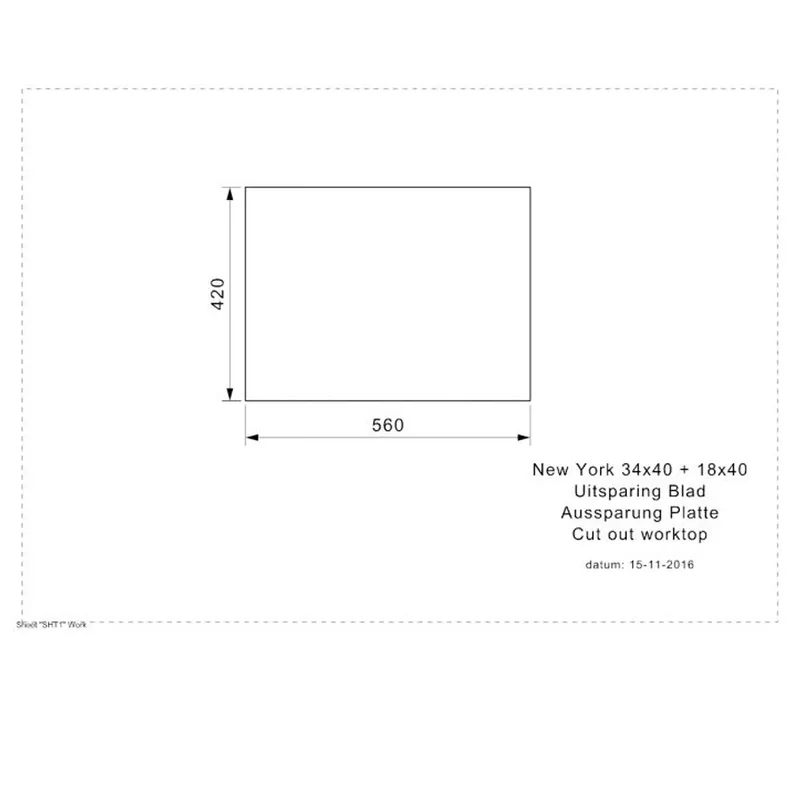 Reginox New York 34x40 + 18x40 Comfort Integrated Stainless Steel Sink