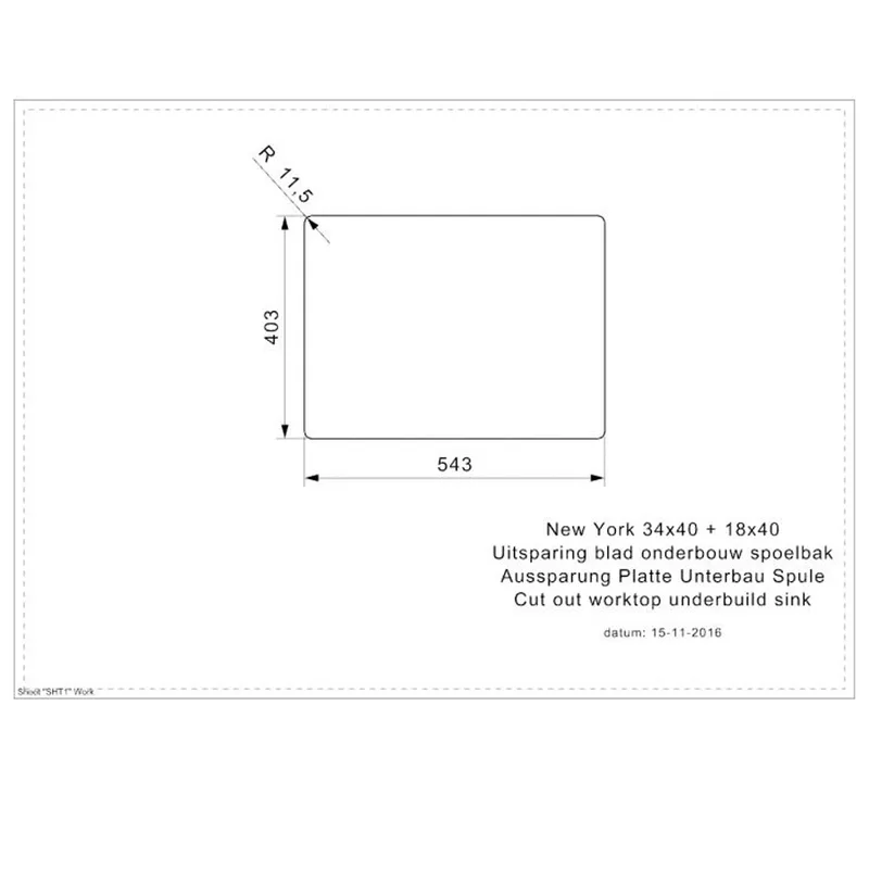 Reginox New York 34x40 + 18x40 Comfort Integrated Stainless Steel Sink
