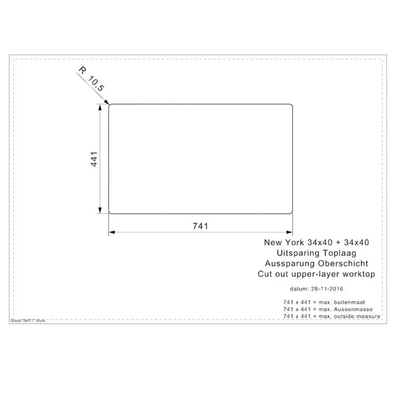 Reginox New York 34x40 + 34x40 Comfort Integrated Stainless Steel Sink